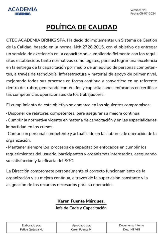 política de calidad